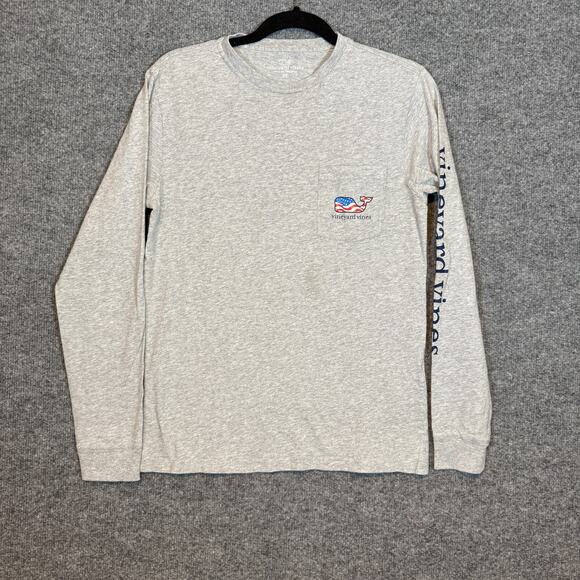 Vineyard Vines Shirt Womens XS‎ Gray American USA Whale Crewneck Tshirt Long Slv - Picture 2 of 9